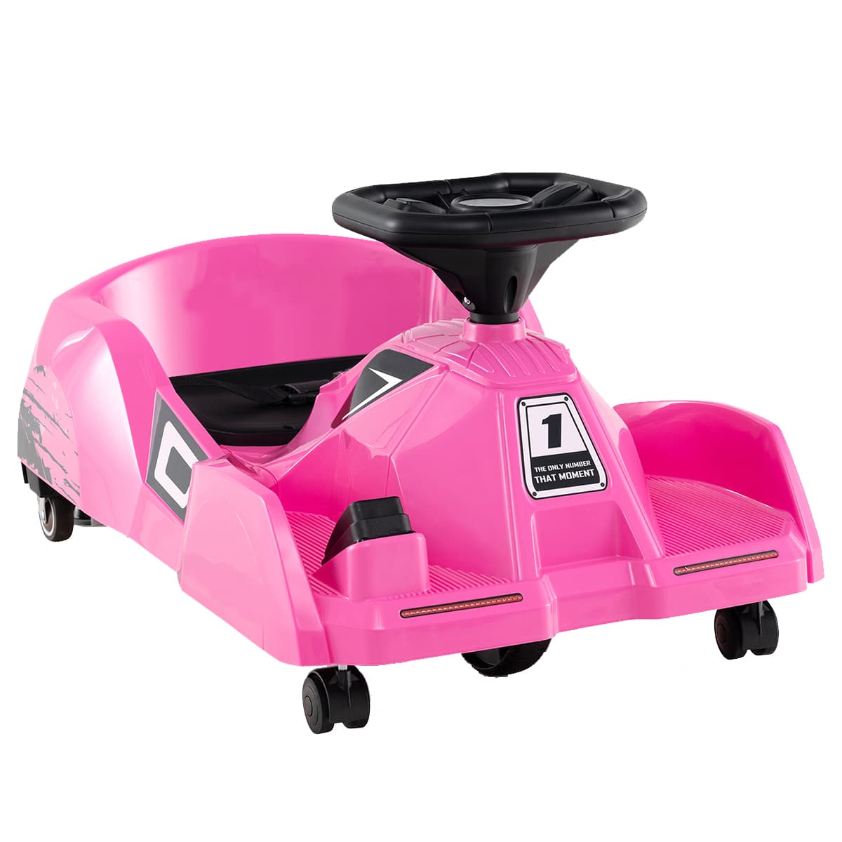 CostwayKart de Nettoyage Électrique 12V avec Balai Amovible Télécommande 3 Vitesses Klaxon Musique & Connexion Sans Fil pour 2-5 Ans Rose