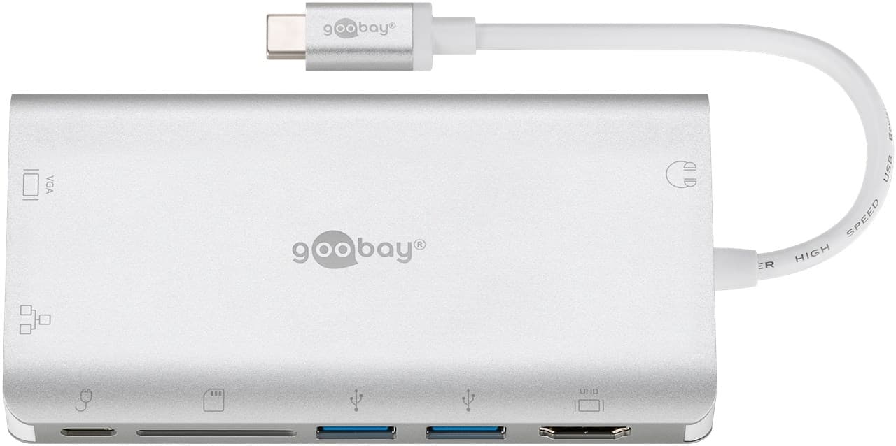 Adaptateur multiport Goobay USB-C™ Premium - USB-C™ HDMI™+ 2x USB 3.0 + CR + C + RJ45 + VGA