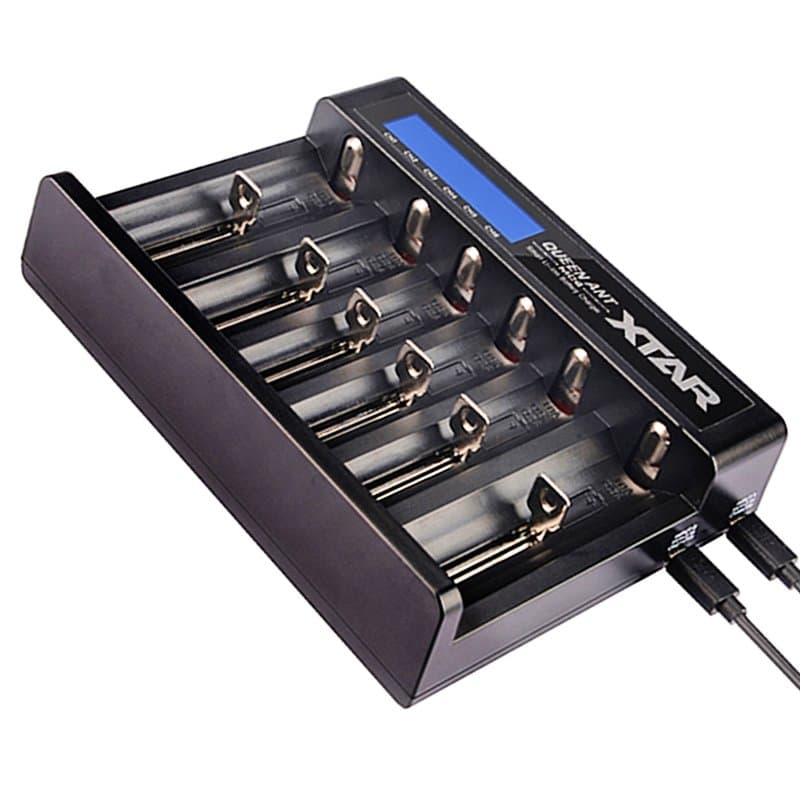 6x Li-ion Fast Charger convient pour 1-6 pièces 10440, 14500, 14650, 16340, 16650, 17500, 17650, 17670, 18350, 18490, 18500, 18650, 18700, 26500,