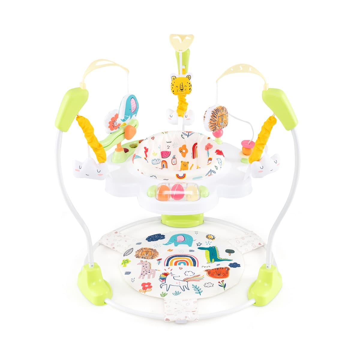 CostwayAire d'Éveil à Rebonds Bébé avec 3 Hauteurs Réglables Trotteur Bébé avec Musique & Lumière Siège Rotatif 360° pour Bébé de 6 Mois+ Jaune