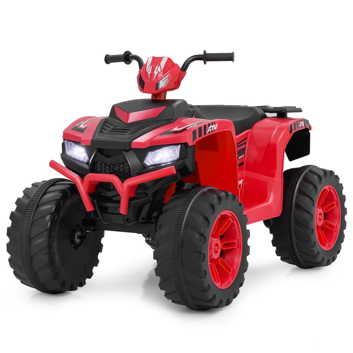 Costway24V Voiture Électrique Enfant avec Musique & Lumières LED Vitesse 2,8/5 km/h Charge 35kg pour 3-8 Ans Rouge